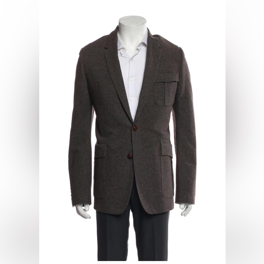 BURBERRY Mens Grey Wool Two-Button Blazer Sport Coat Jacket Size 56 US (IT 46)